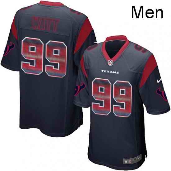 Men Nike Houston Texans 99 JJ Watt Limited Navy Blue Strobe NFL Jersey